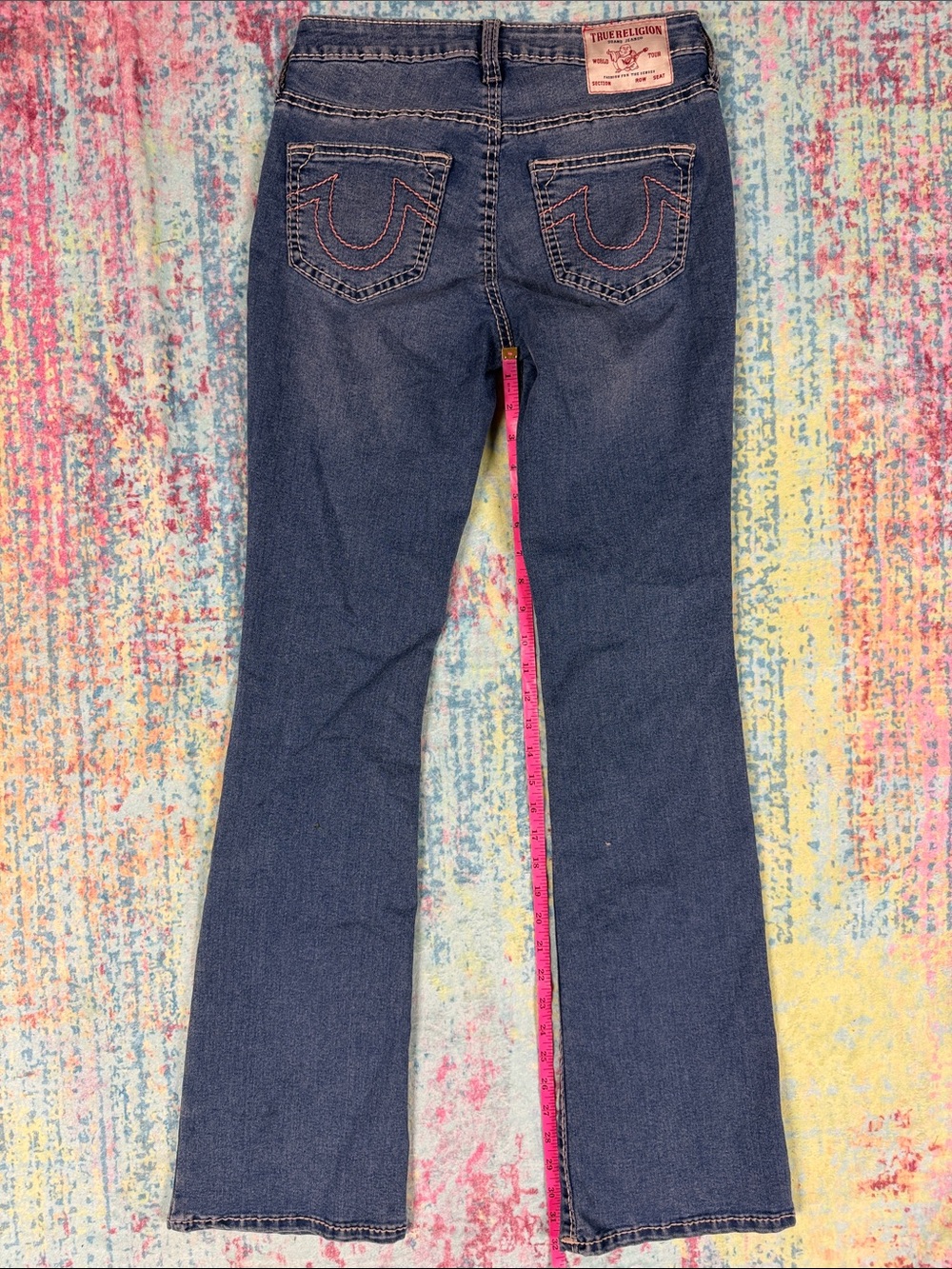 💜True Religion Women's Dark Blue Flare Jeans - Picture 5 of 6